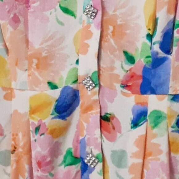 NWT Zara multicoloured floral print blouse with jeweled buttons, XS - Picture 7 of 10